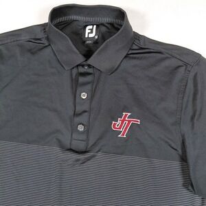 Footjoy FJ Mens Golf Polo Shirt Black Jenks Trojans Logo Short Sleeve Size M